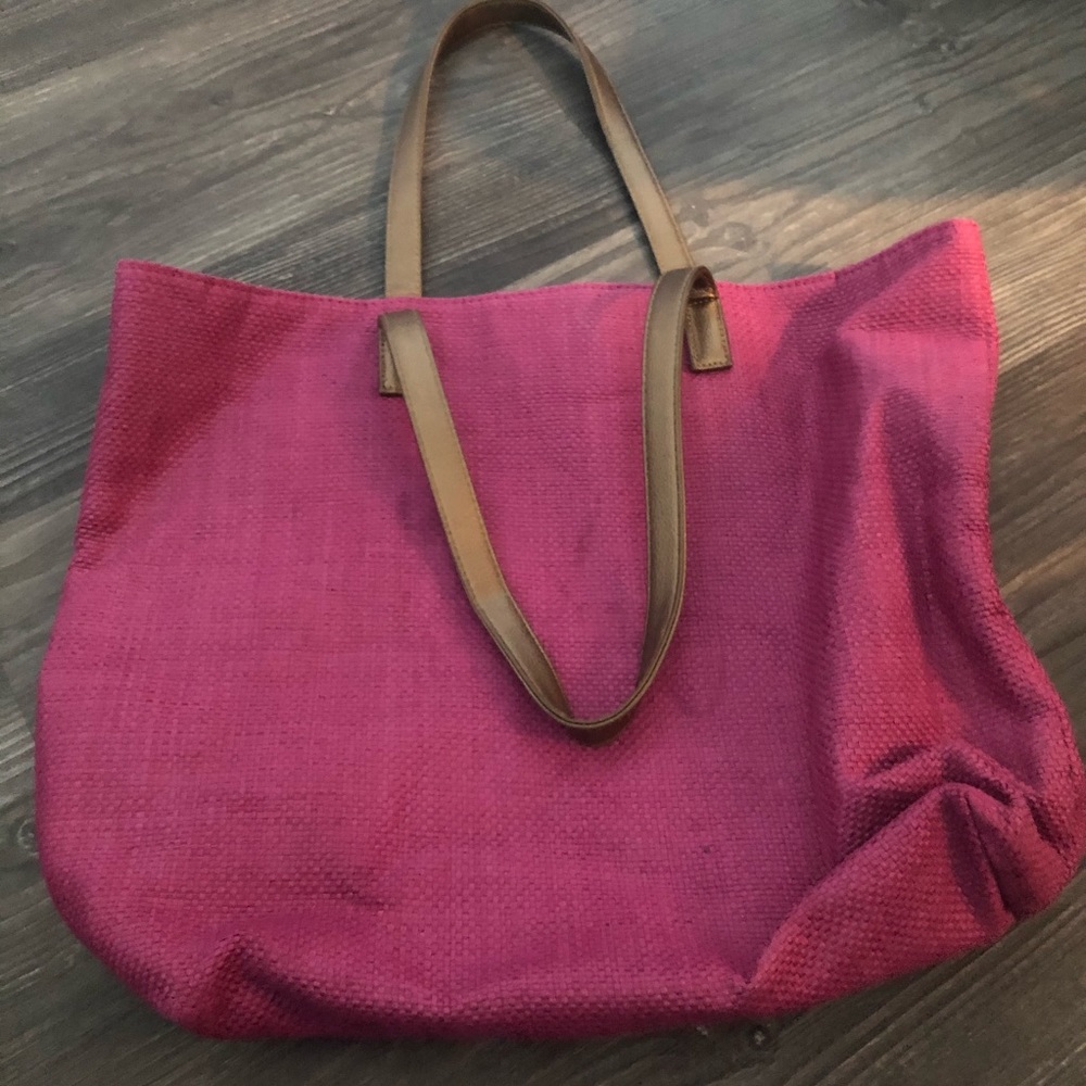 Pink Tote 👜 Bag with Bronze Straps